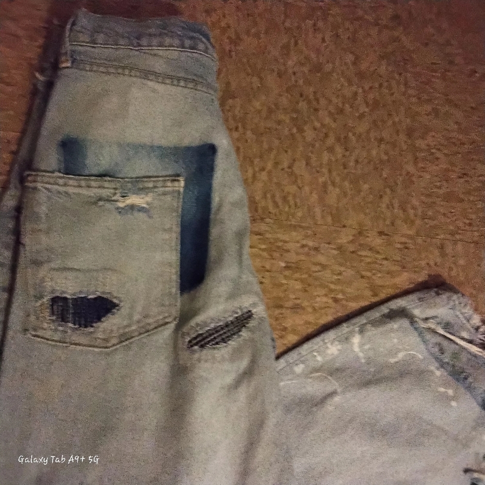 Zara High Rise Lightwash Distressed  5 Pocket Wide Leg Jeans - Picture 8 of 9